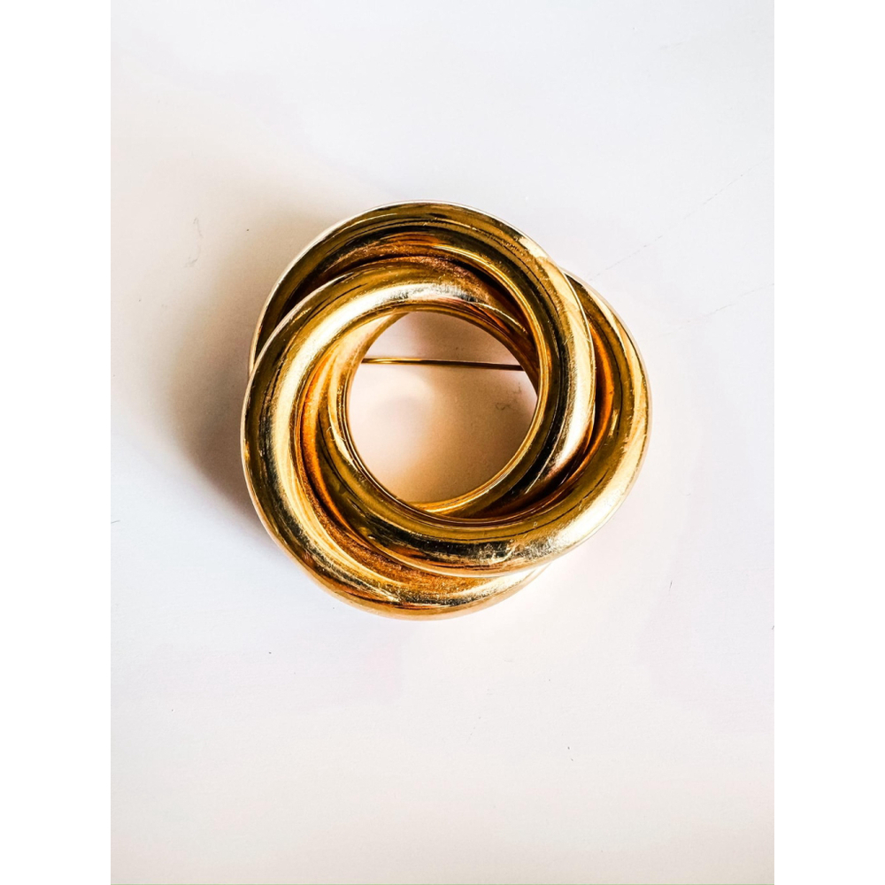 German Vintage Gold-Tone Knot Brooch Signed Germany